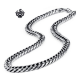 Silver black necklace solid stainless steel vintage style Miami Cuban Link Chain