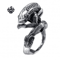 Silver Requiem Alien Warrior ring stainless steel band 3D