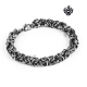 Silver black stainless steel vintage style solid filigree chain bracelet