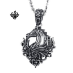 Silver horse pendant fleur-de-lis stainless steel solid necklace