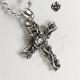 Silver necklace swarovski crystal pendant rose stainless steel cross