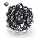 Silver Medusa ring snake solid stainless steel band soft gothic