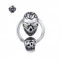 Silver stud swarovski crystal stainless steel skull SINGLE earring