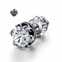 Silver crown stud swarovski crystal single double side earring soft gothic