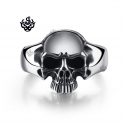Silver skull bangle stainless steel wide cuff bracelet solid heavy