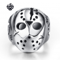 Silver Friday the 13th mask ring replica stainless steel band