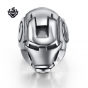 Silver skull with earphones ring black crystal solid stainless steel band