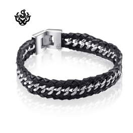 Silver bracelet stainless steel mens chain 220mm soft gothic