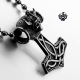 Silver alien head pendant stainless steel Thor's Hammer necklace